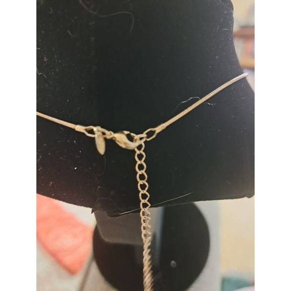Avon Single CV Pendant Silvertone Chain Delicate Necklace - Picture 2 of 3